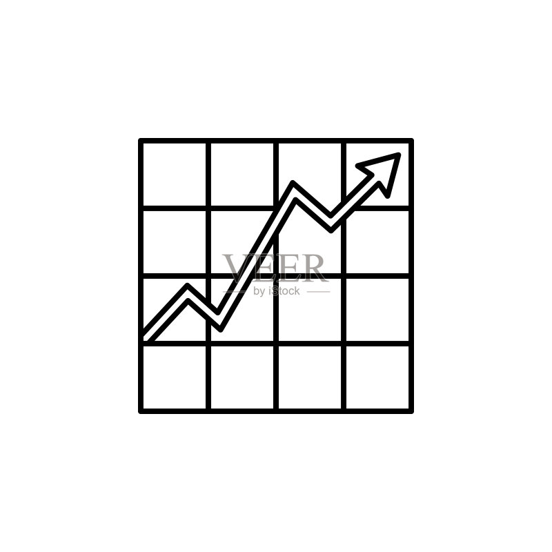 折线图财务图表轮廓图标。用于网页、Logo、移动应用、UI、UX的财务图示元素图标素材