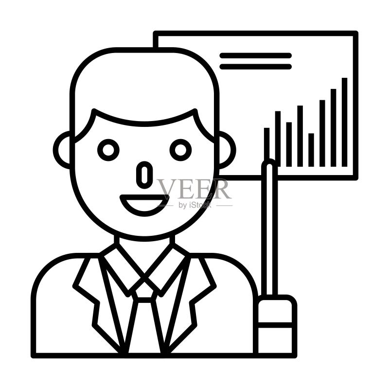 商人演讲矢量插图(线条风格)图标素材