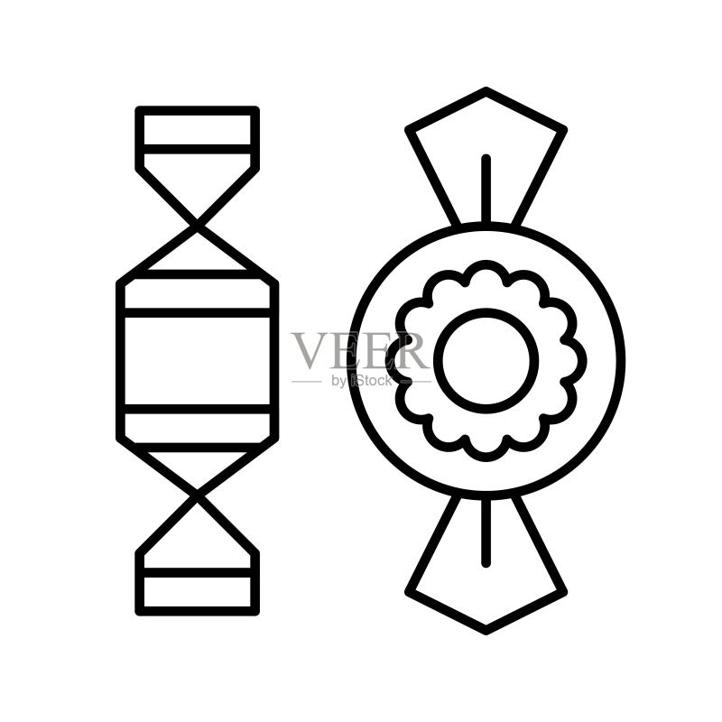 圣诞太妃糖甜点可编辑轮廓图标图标素材