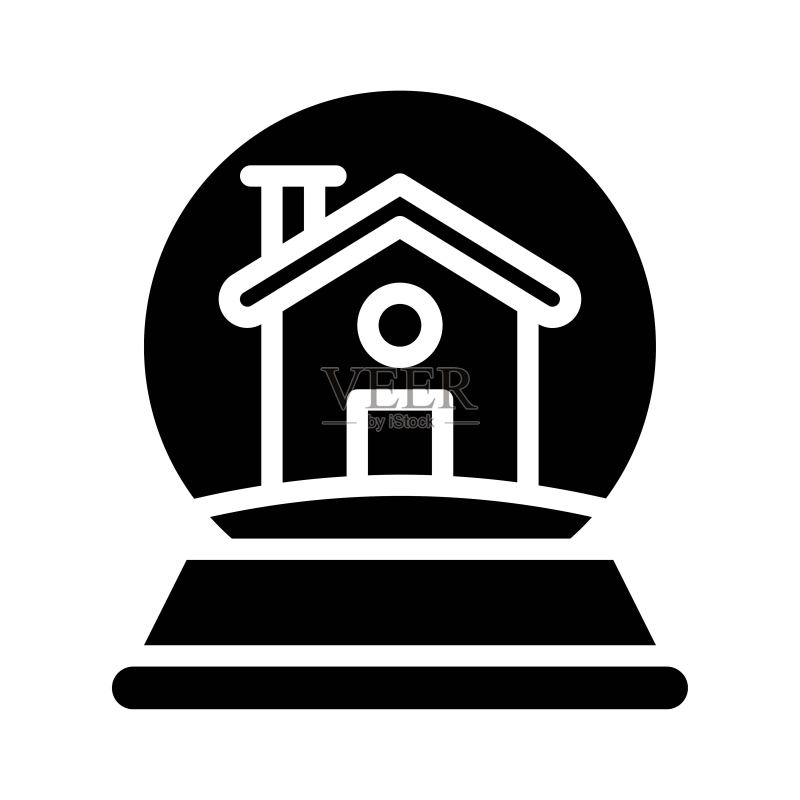 房屋地球仪装饰品圣诞节黑色实心图标图标素材