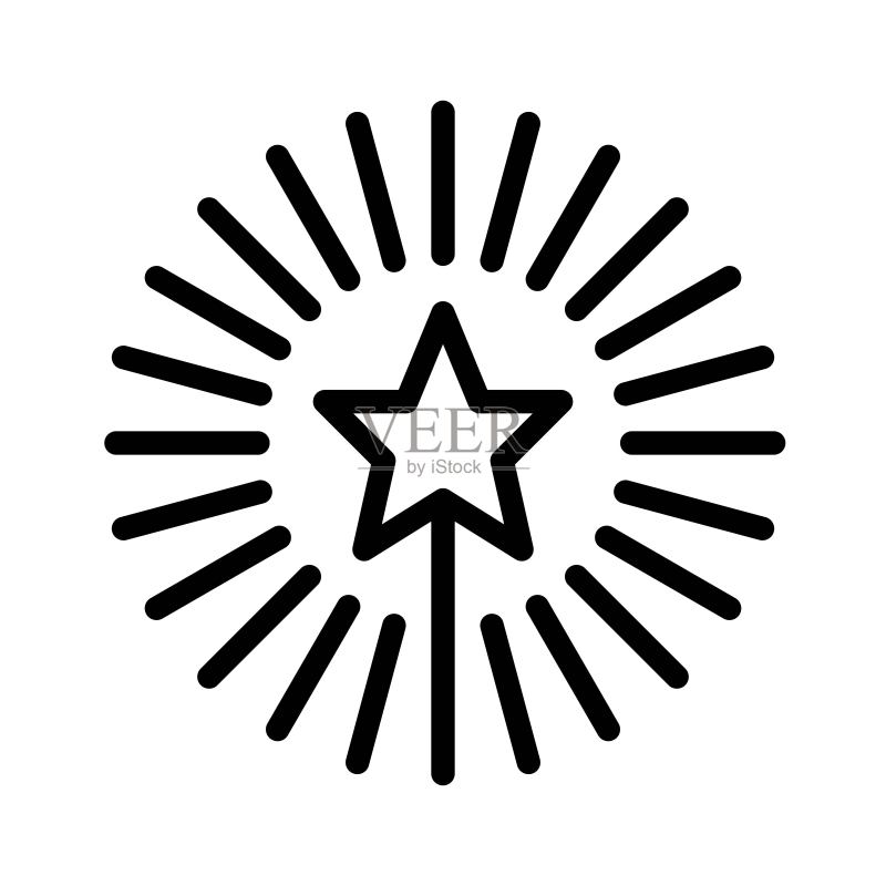 闪耀星星魔法棒圣诞节可编辑轮廓图标图标素材