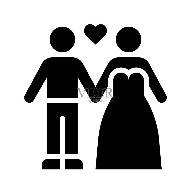 婚礼情侣矢量图,婚礼相关实心风格图标图标素材