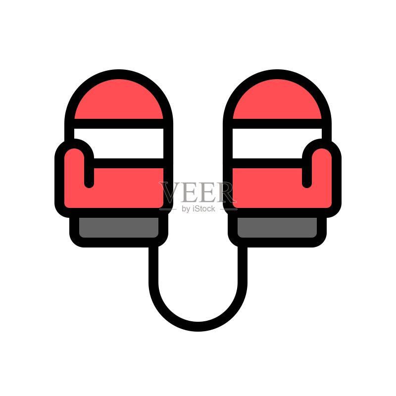 冬季保暖皮手套轮廓图标(可编辑描边)图标素材
