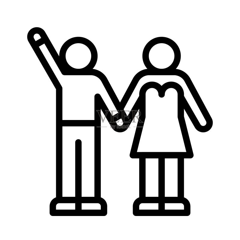 婚礼夫妇矢量图,婚礼相关线条风格图标图标素材