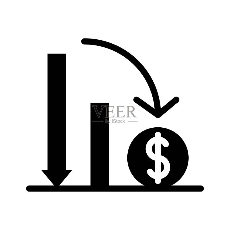 金融投资中下跌的美元符号图标素材
