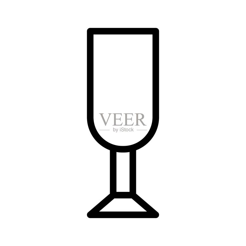 葡萄酒杯或香槟酒杯餐厅轮廓图标图标素材