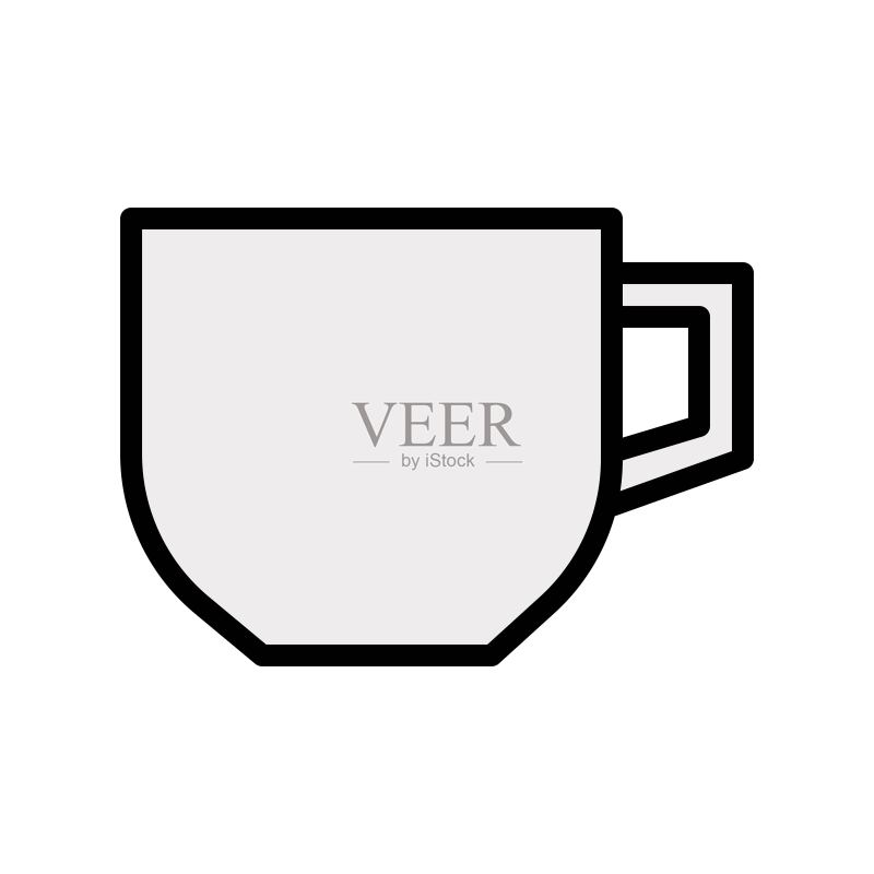 填充设计的热咖啡茶杯可编辑轮廓图标图标素材