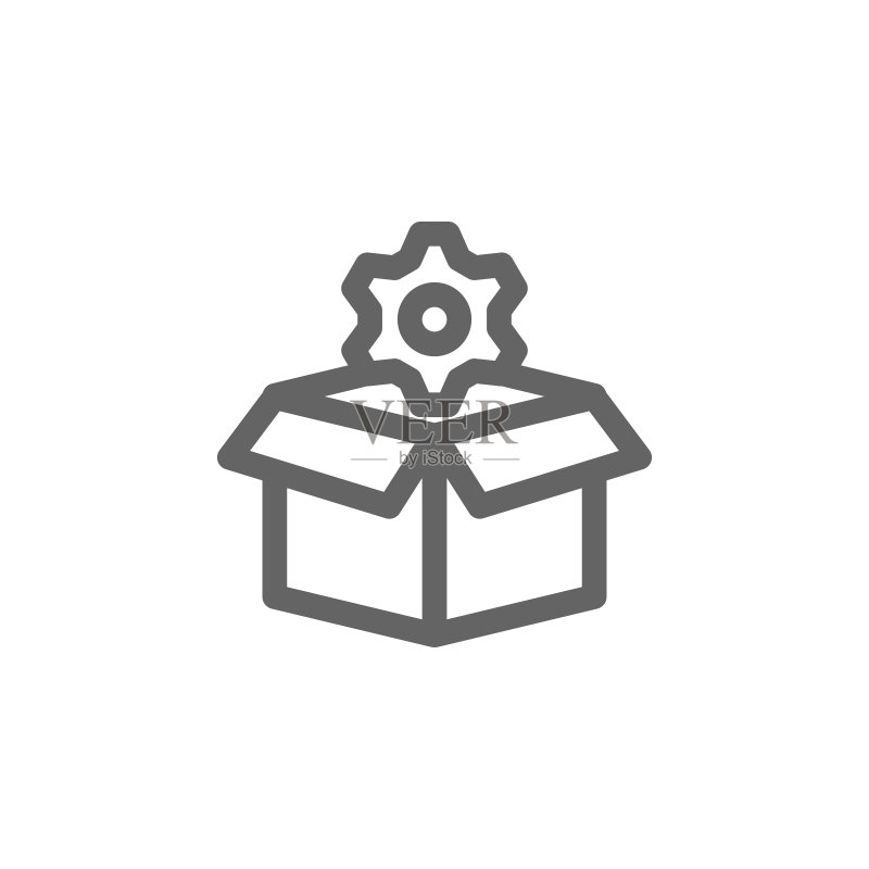 纸箱设置齿轮图标:简约元素图标素材