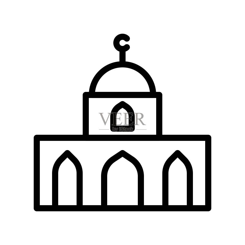 穆斯林宗教伊斯兰清真寺建筑轮廓图标图标素材