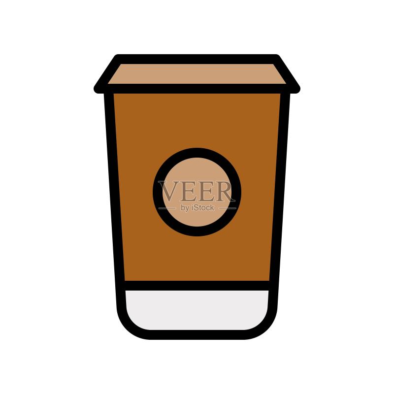 卡布奇诺咖啡杯,可编辑描边图标图标素材