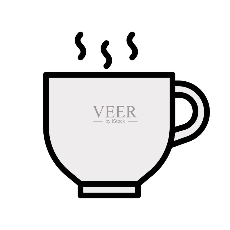 茶或咖啡杯描边可编辑图标设计图标素材