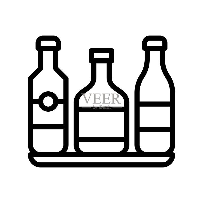 带盖的饮料存储瓶可编辑轮廓图标图标素材