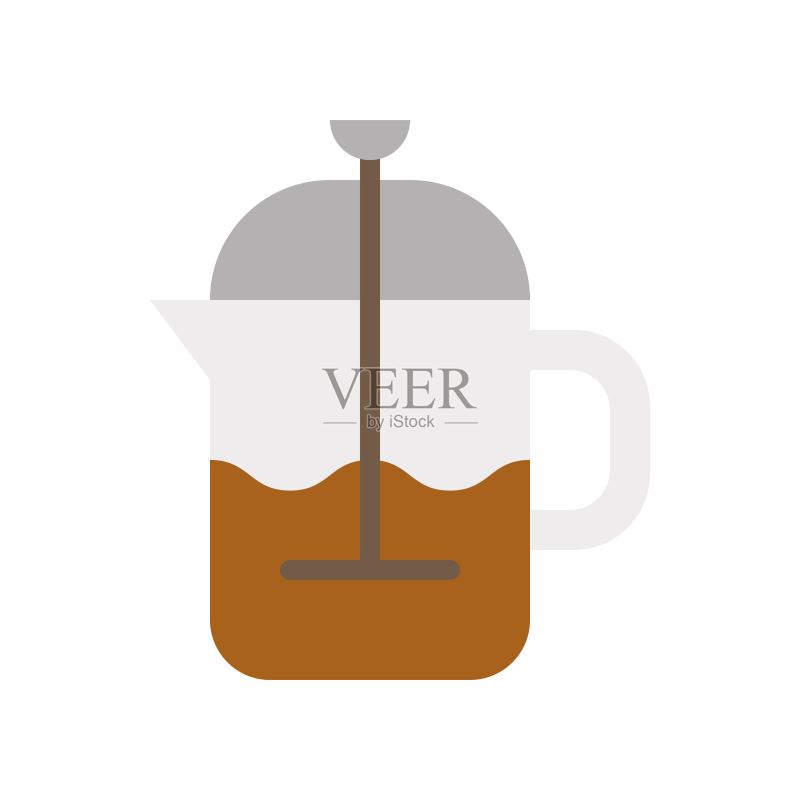 卡布奇诺咖啡或茶饮机扁平设计图标图标素材