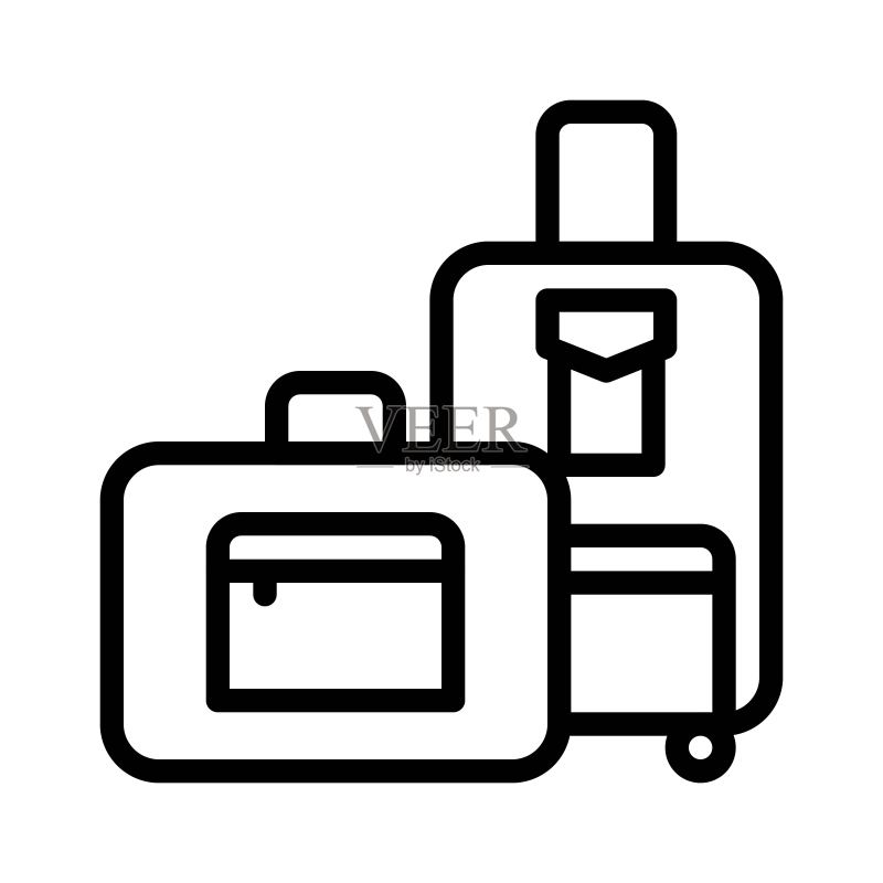 旅行包矢量图,行李线稿图标图标素材