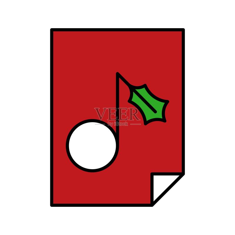 与圣诞节相关的音符矢量图,填充样式可编辑轮廓图标图标素材