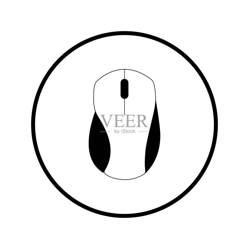 鼠标图标,白色背景黑色圆圈中的APP按钮图标素材