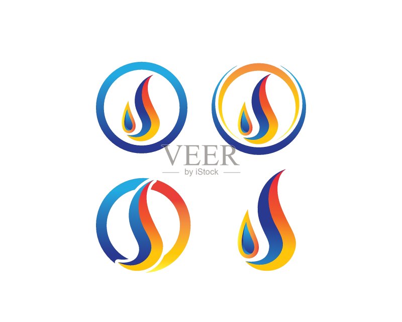 火焰Logo模板矢量图标,石油、天然气和能源logo图标素材