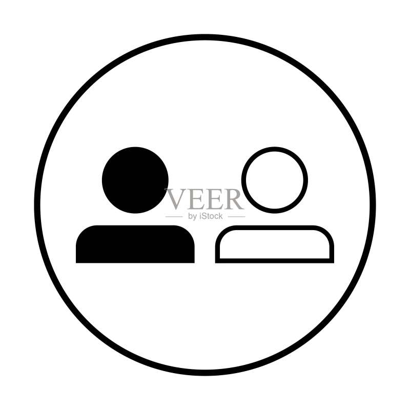 人物图标:徽章上的两个人,潮流扁平风格用户图标图标素材