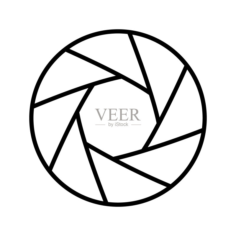 白色背景上的相机快门线性图标图标素材