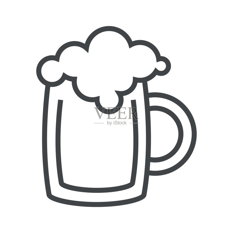 大杯啤酒细线图标图标素材