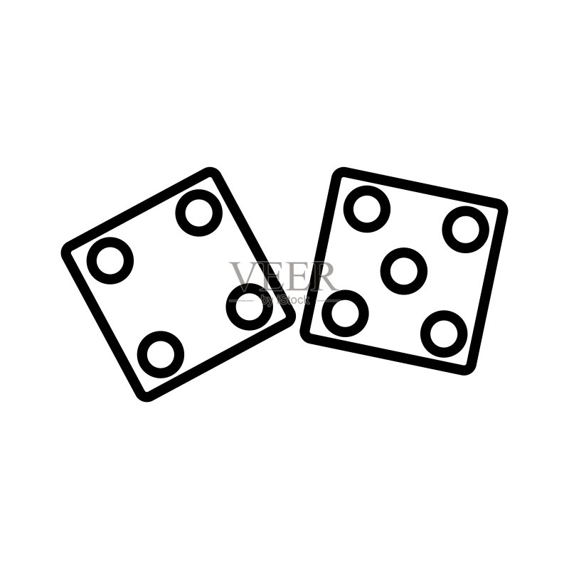 白色背景上的骰子线条图标图标素材