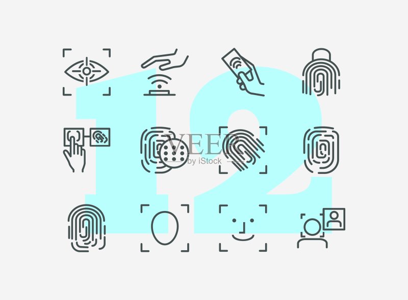 扫描仪线性图标集图标素材