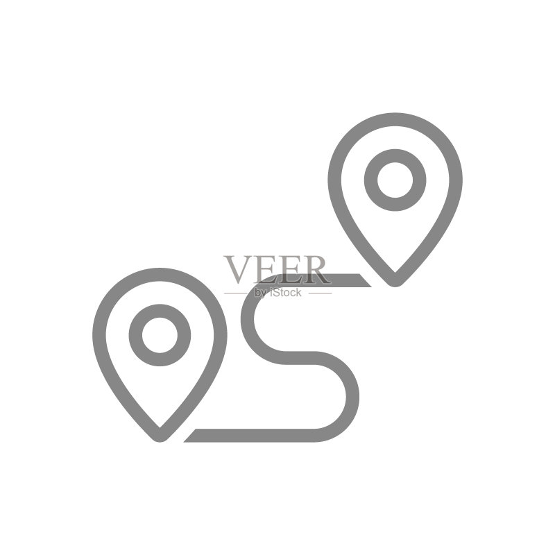 路线定位线性图标,GPS导航符号和标志图标素材