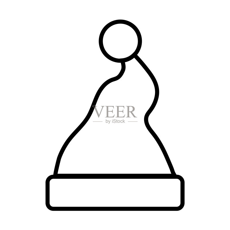 白色背景上隔离的圣诞帽线条图标图标素材