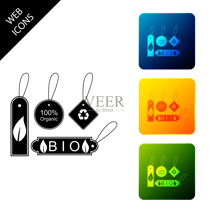 生态绿色健康食品标签logo banner图标素材