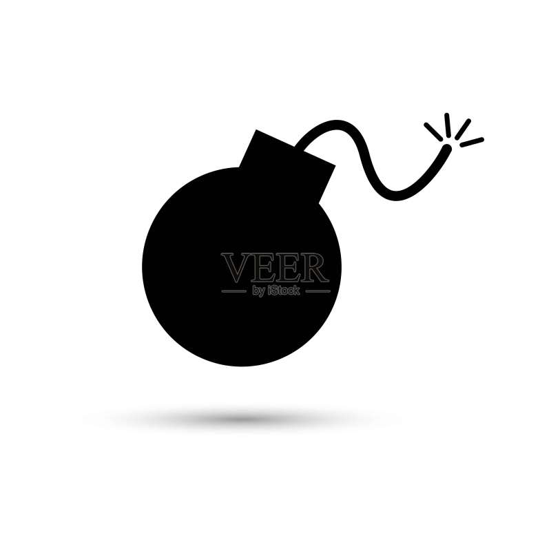 炸弹图标标志,白色阴影插图图标素材