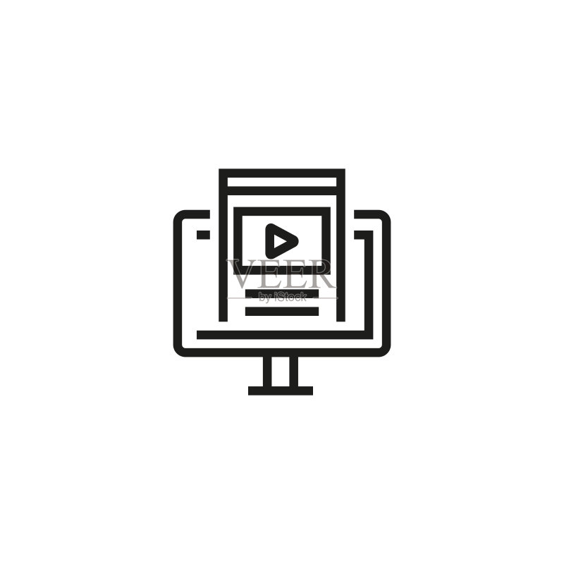 在线网络研讨会矢量线条图标。学习,在线图标素材