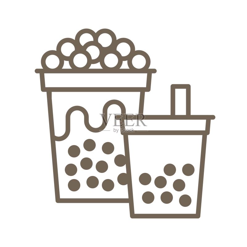 珍珠奶茶线条图标图标素材