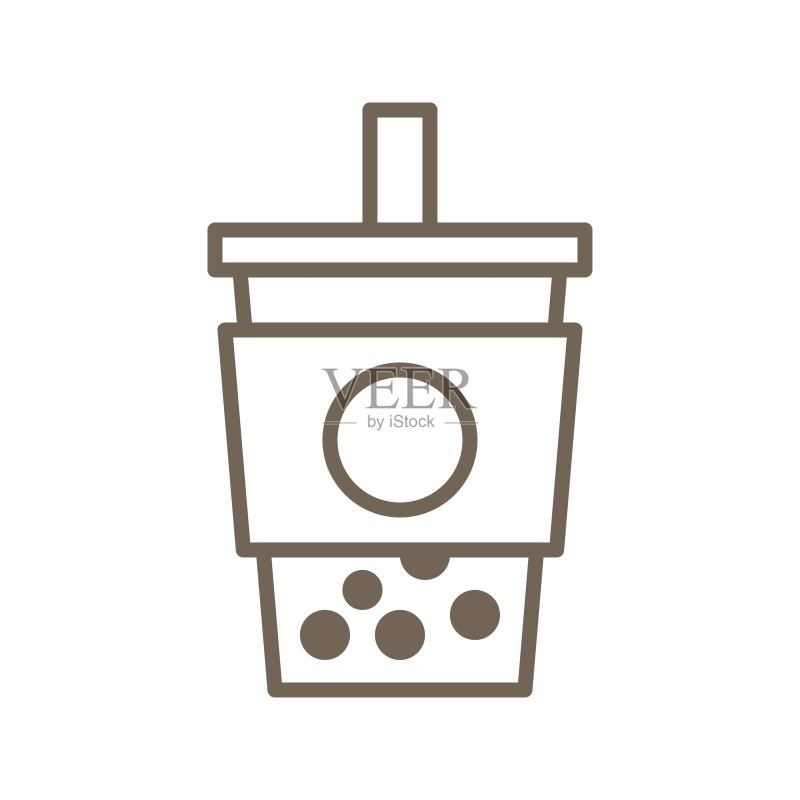 珍珠奶茶线条图标图标素材