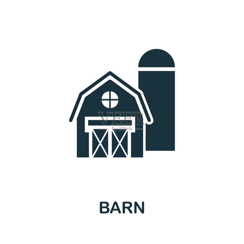 谷仓矢量图标符号,来自农场图标系列的创意标志,用于电脑和移动设备的扁平谷仓图标图标素材