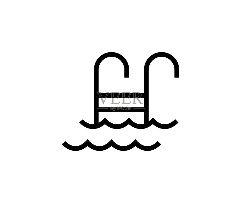 泳池线条图标图标素材