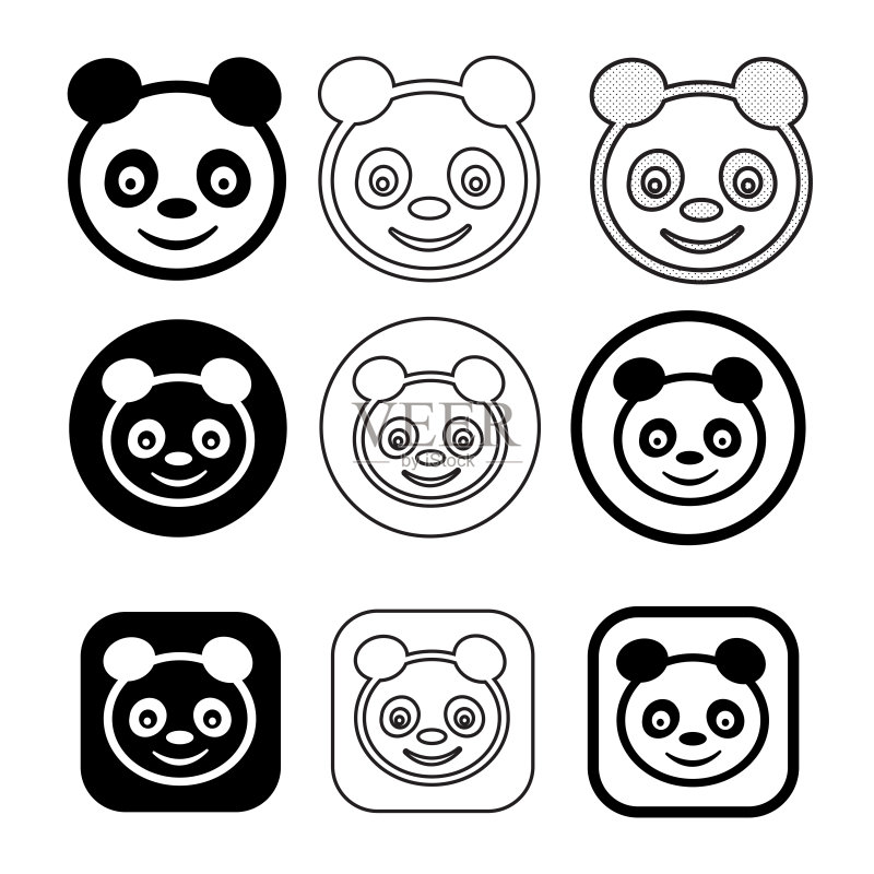 卡通人物:可爱的趣味熊猫图标图标素材