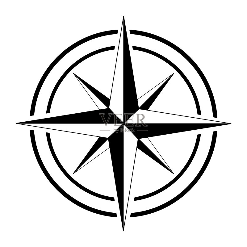 白色背景上的罗盘图标图标素材