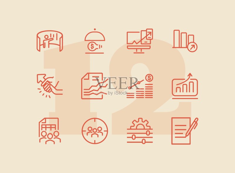 咨询服务线性图标集图标素材