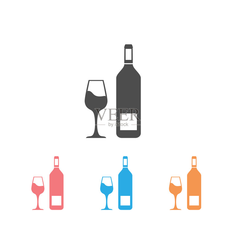 白色背景上的葡萄酒图标矢量图图标素材