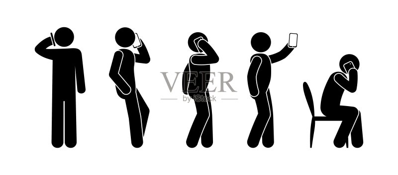 简笔画男人插图:打电话图标图标素材