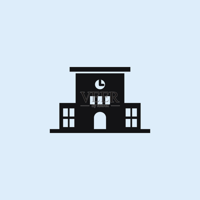学校建筑扁平图标,用于网页、Logo、移动应用和用户界面设计图标素材
