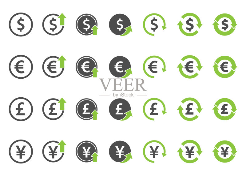 金融图标集,货币兑换矢量标志图标素材