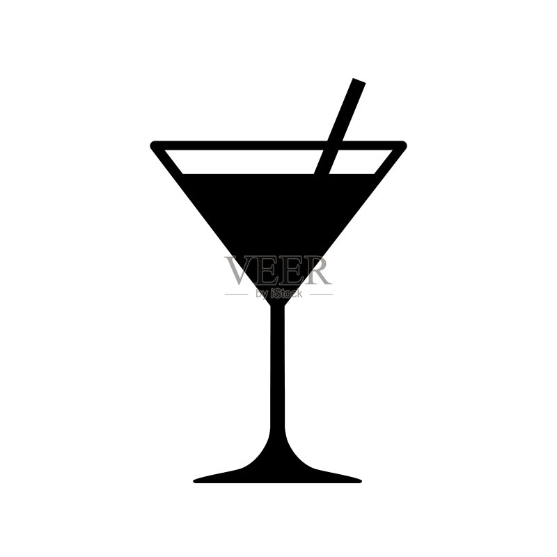 马提尼鸡尾酒图标,酒杯标志-股票向量图标素材