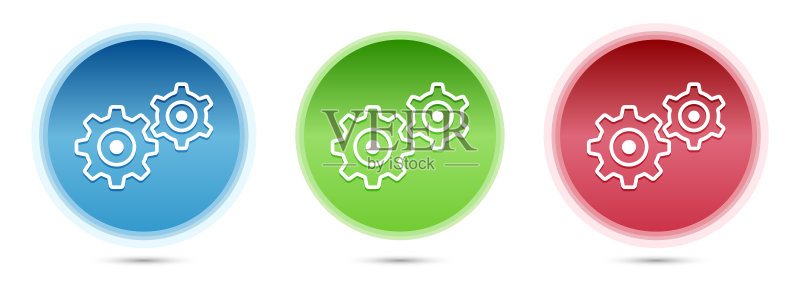 设置流程图标玻璃圆形按钮集插图图标素材