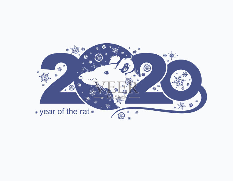 2020鼠年。矢量模板的新年设计在中国历法。正版插画素材
