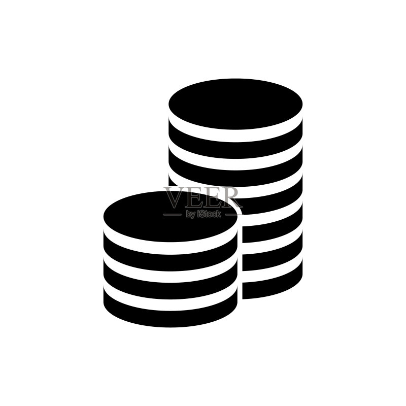硬币堆叠图标,logo,在白色背景上隔离图标素材
