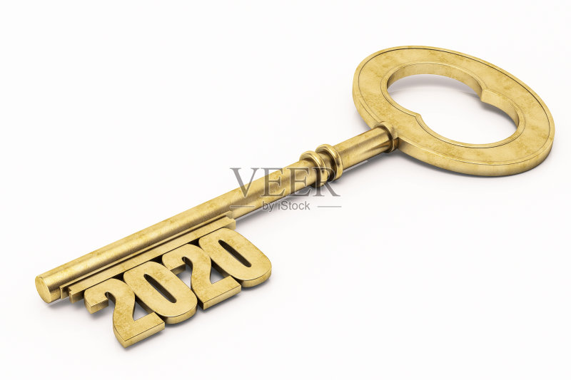 黄金2020键。新年的概念正版图片素材