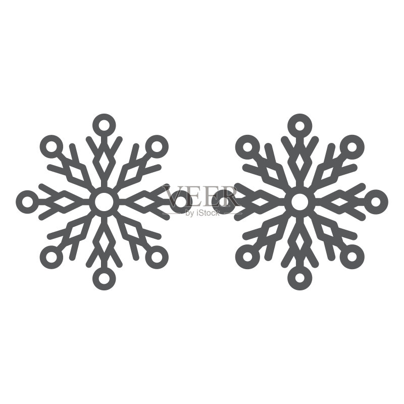 雪花线性符号图标,冬季冰雪图案,矢量图形,白色背景线性图案图标素材