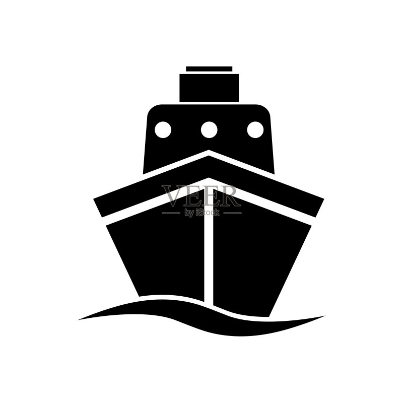 白色背景上的船舶图标logo图标素材