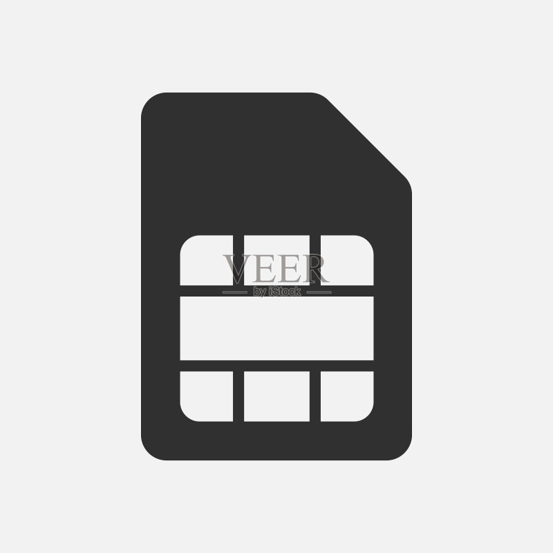 白色背景上隔离的SIM卡图标矢量图图标素材